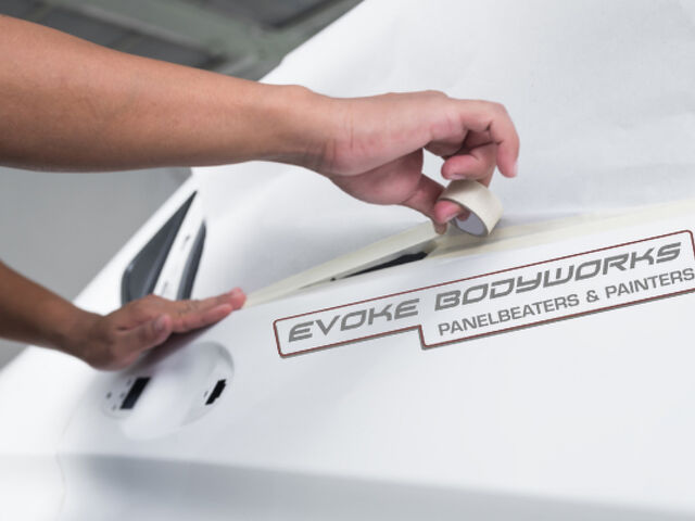 Panel Beaters Masking Car Window